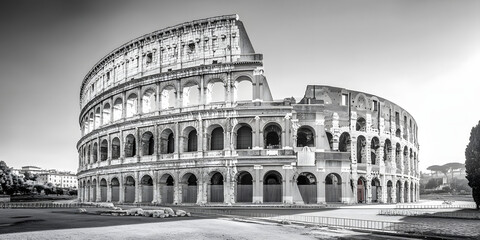 Coliseu Romano Antigo em preto e branco