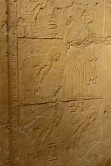 Ramose tomb, Tombs of the Nobles, Luxor, Egypt, Africa. Untouched or damaged wall friezes of an ancient Eyptian Governors tomb.