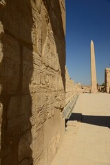 Karnak temple, Luxor City, Egypt, Africa. The group of Obelisk behind the Hypostyle hall of the temple.