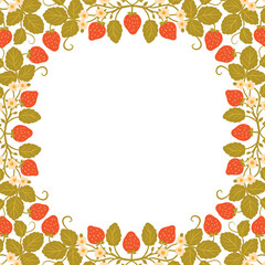 Strawberry Frame Border Cartoon Colored Vector Illustration