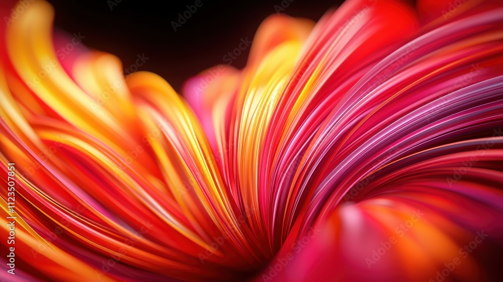 Poster a vibrant close-up of swirling strands in shades of red, orange, and purple, creating a dynamic and 