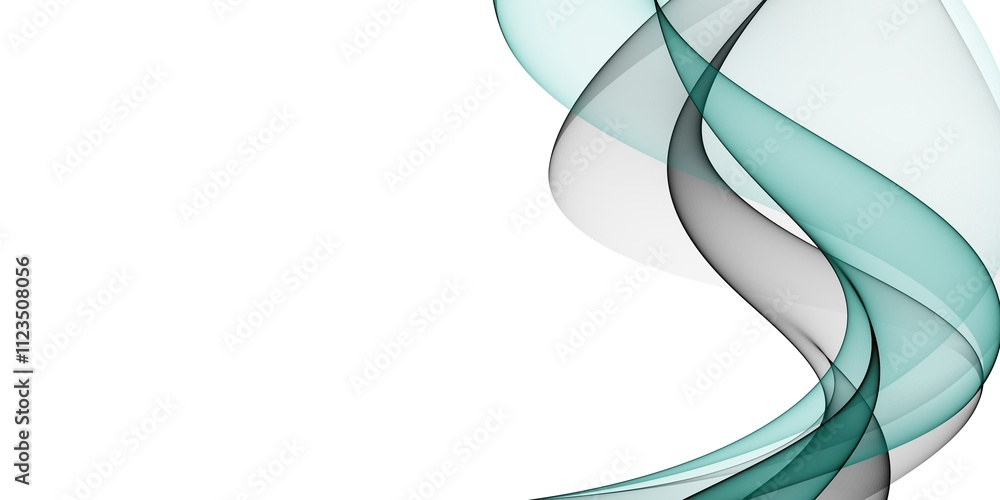 Poster abstract grey and green flowing wave lines on white background. smooth dynamic wavy lines. modern ba
