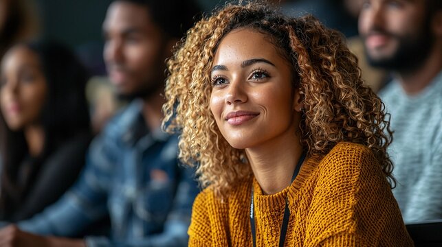 A personal branding workshop featuring professionals learning about online presence and recognition Stock Photo with side copy space