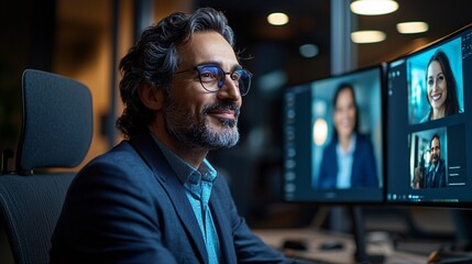 Fototapeta premium A branding expert delivering a webinar on career recognition and professional image Stock Photo with side copy space