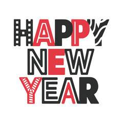 Happy New Year retro vintage style calligraphy T-Shirt Design