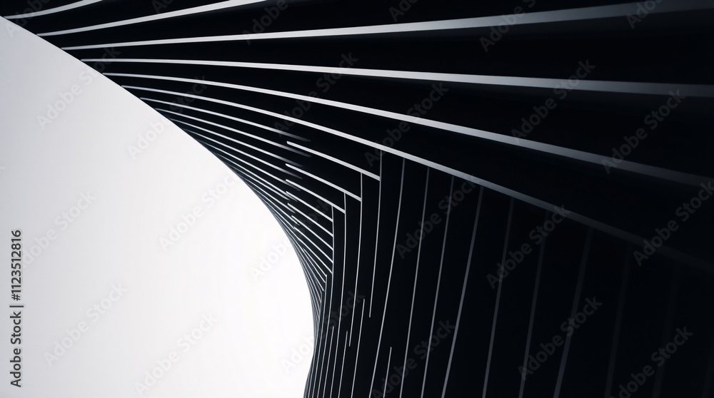 Poster abstract dark lines: a mesmerizing interplay of dark, parallel lines curving into a dynamic, three-d