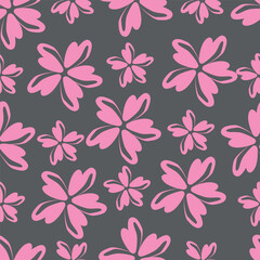Seamless vintage pattern abstract. wonderful pink flowers, golden leaves on a dark blue background. vector texture . trend print for textiles