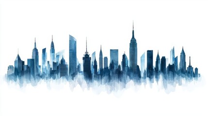 Naklejka premium Stunning city skyline in watercolor style.