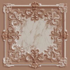 PANTONE 17-1230 Mocha Mousse Baroque Ornate Marble Design