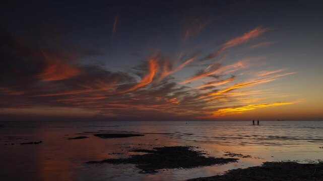 gorgeous sunset sky sea beach bay panorama timelapse 4k russia