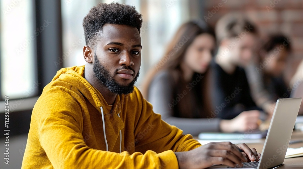Poster a diverse group of students analyzing virtual biology models on their screens stock photo with side 