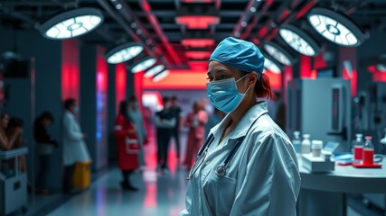 Obraz premium Vibrant Medical Culture, AI Art, Vivid Healthcare, Colorful Hospital