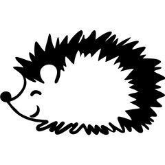 Minimalist black and white hedgehog silhouette