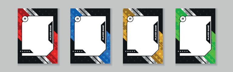 Photo frame or border collection for hockey, basketball and football player, trading card template design for sports, picture frame for player performance, sports flyer design, template eps 10.