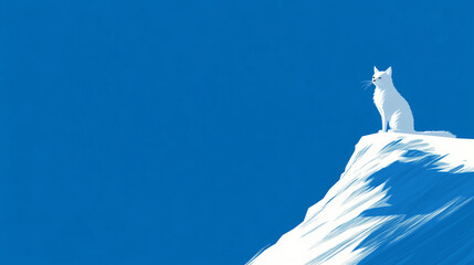 Snowy Mountain Cat: Calm and Serene Illustration