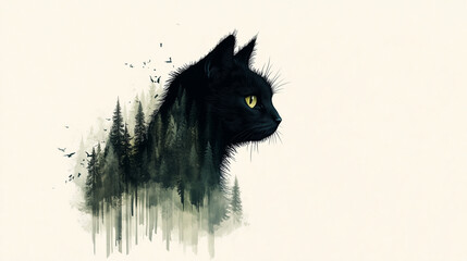 Forest Cat: A Blend of Feline and Nature in Vector Art