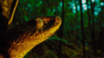 Fototapeta premium Snakes sense heat patterns in the dark and rely on their thermal vision to navigate and hunt, adapting and surviving in nature
