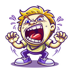 Fototapeta premium A flat style sticker of a screaming boy 