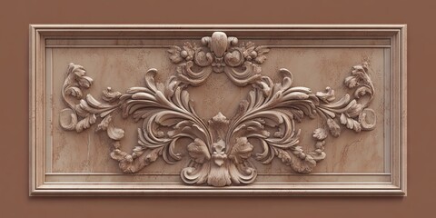 PANTONE 17-1230 Mocha Mousse Baroque Ornate Marble Design