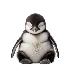 Fototapeta premium Adorable Baby Penguin Napping, Perfect for Children's Books or Educational Materials