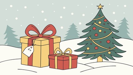 illustration of a christmas background with christmas decorations, christmas background, christmas gifts