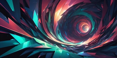 Abstract Background: Crystalline Spiral of Radiant Reflections