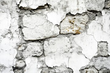 Obraz premium Whitewashed Stone Wall with Peeling Paint and Cracks