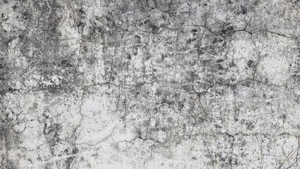 Old gray cement wall texture with black stains, Textured color on cement background. Old concrete wall with cracked flaking paint. The white painted wall surface has scratches and peeling paint.