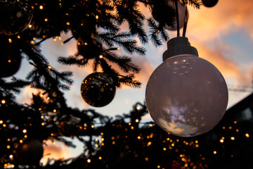 Árbol de navidad al atardecer