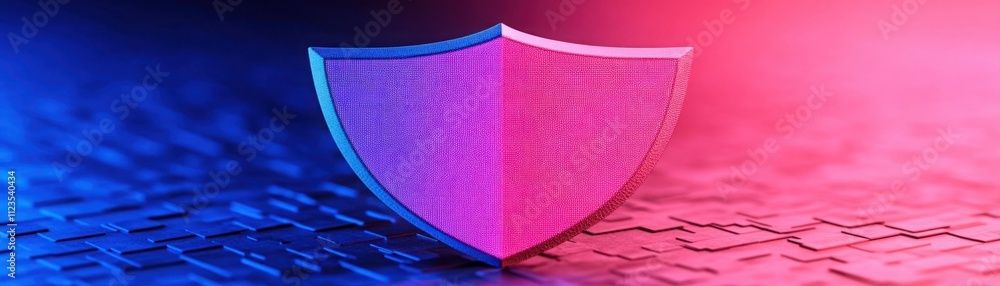 Aufkleber abstract shield concept representing security and protection on a digital background with blue and p