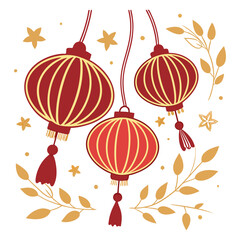 chinese lanterns illustration vector perfect for chinese new year