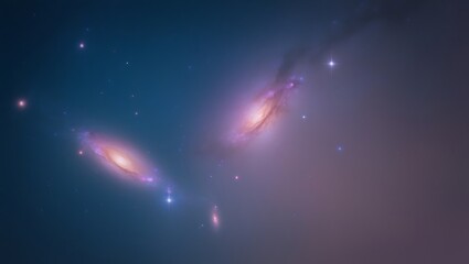 Fototapeta premium Interacting Galaxies in Deep Space Showing Stellar Evolution