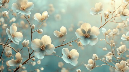 Fototapeta premium Serene Blossom: A Dreamlike Floral Escape