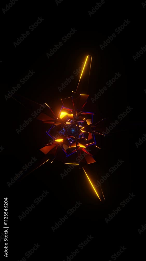 Poster vertical video of rotating neon patterns with rhythmic lights
