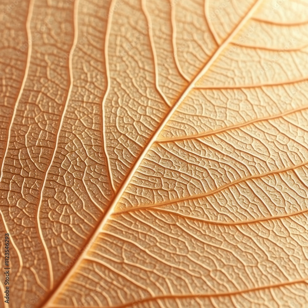 Poster intricate close-up of a textured leaf showing fine details and natural patterns with beautiful earth