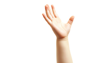 A close-up view of a raised hand, symbolizing communication and expression.