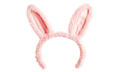 A cute pink bunny ear headband perfect for festive occasions and playful outfits.