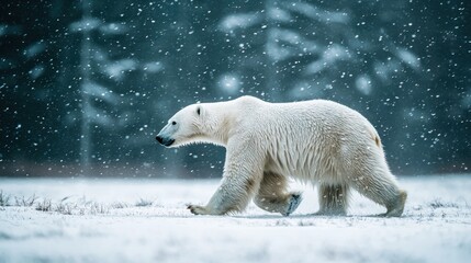 Fototapeta premium Majestic Polar Bear in Winter Wonderland