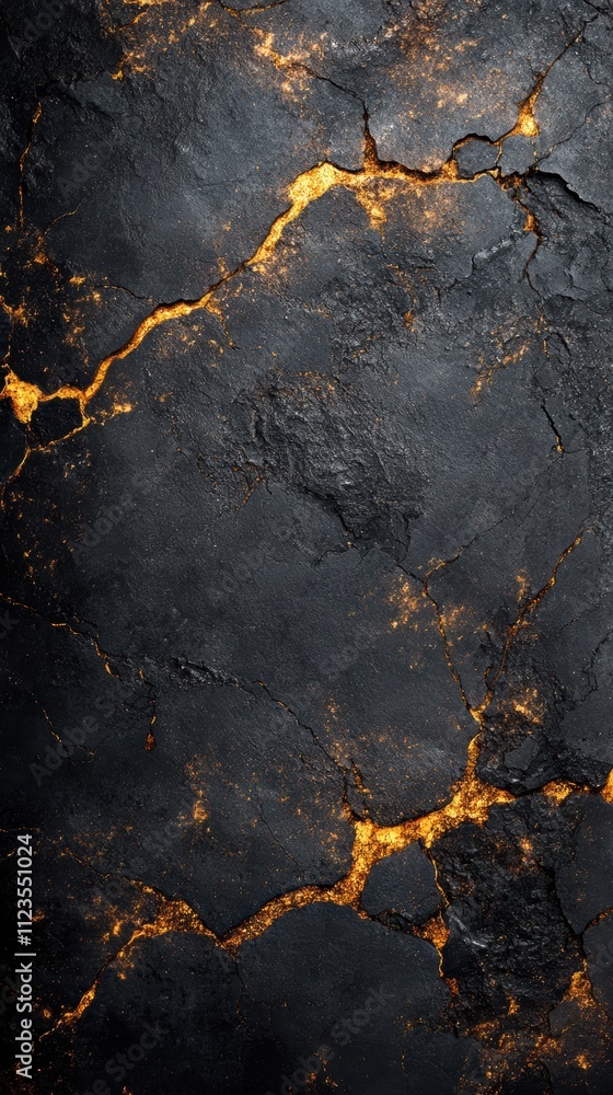 Poster a black and orange background with a crack in it. generative ai