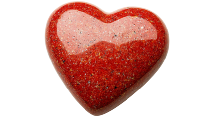 A polished red heart-shaped stone symbolizing love and passion.