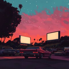 Sunset Drive-In Movie Night Nostalgia