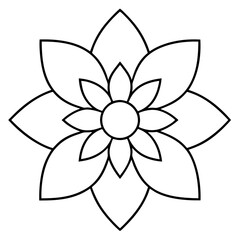 Obraz premium Floral mandala flat design silhouette clipart illustration, Mandala outline various style vector art design isolated, vector illustration design