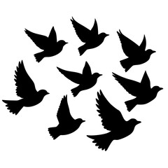 Fototapeta premium Set of flying bird silhouette clipart illustration, Birds various style vector art design isolated, vector illustration design