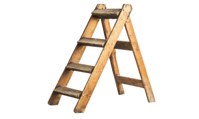 A vintage wooden ladder with five steps, perfect for home renovation or projects.