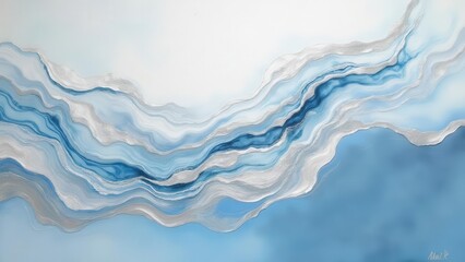 Obraz premium Abstract vaporwave textures. Opalescent silver and powder blue ripples gracefully crosshatch, ly capturing a refined retro essence.