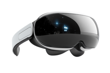 Innovative virtual reality headset with a sleek design, showcasing advanced technology for an immersive experience. Ideal for gaming and exploration.