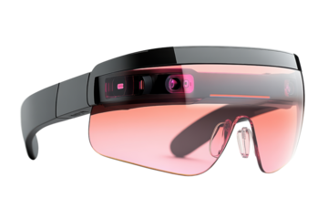Modern augmented reality glasses with sleek design showcasing advanced technology and innovative features.