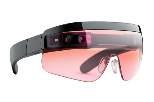 Modern augmented reality glasses with sleek design showcasing advanced technology and innovative features.