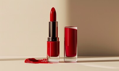 An eye-catching red lipstick and coordinating nail polish, Generative Ai.