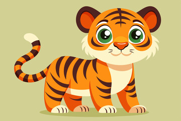 A cute cartoon tiger vector art illustration.